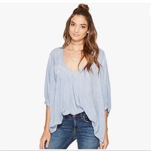 Free People Catch Me If You Can Peasant Blouse Women's S Blue